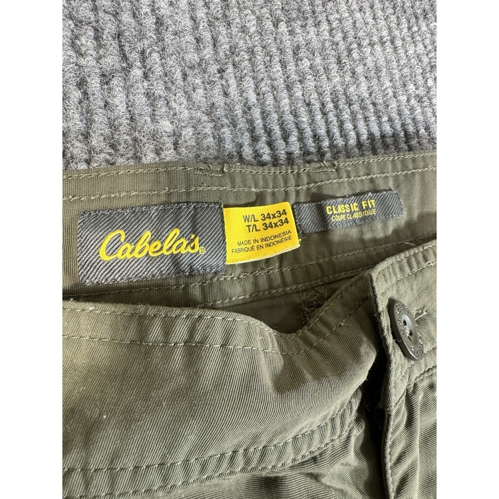 Cabela's‎ Olive Green Cargo Convertible Zip-Off Classic Fit Pants Size 34x34 - Picture 2 of 7